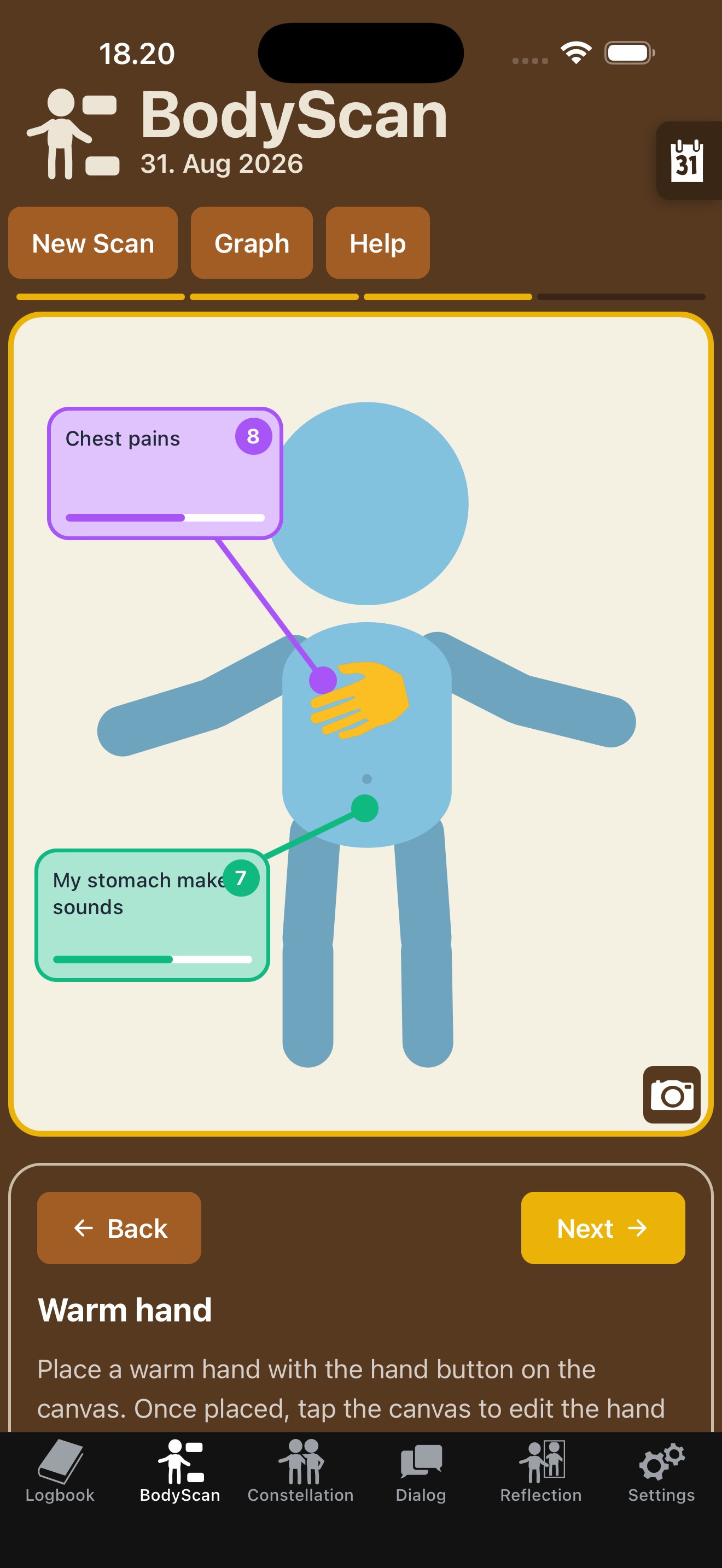 Body scan screen